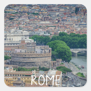 Adesivo Quadrado Vista do centro histórico da cidade de Roma de cim