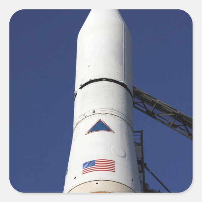 Adesivo Quadrado Vista do cone do nariz do foguete Delta IV (Frente)