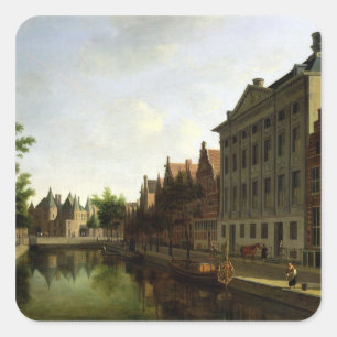 Adesivo Quadrado Vista do Kloveniersburgwal em Amsterdão