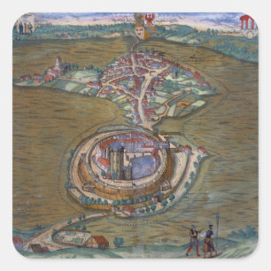 Adesivo Quadrado Vista do Lugar de Louis le Grand, com uma de t