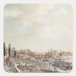Adesivo Quadrado Vista do Santo Port-Paul, Paris, 1782