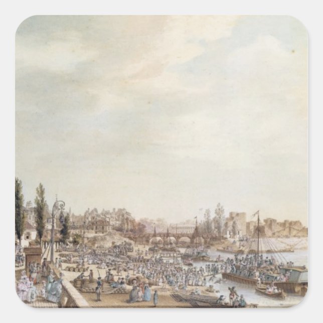 Adesivo Quadrado Vista do Santo Port-Paul, Paris, 1782 (Frente)