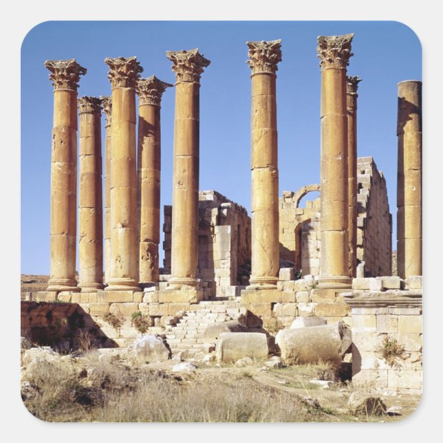 Adesivo Quadrado Vista do Templo de Artemis, construído c.386 AD (Frente)