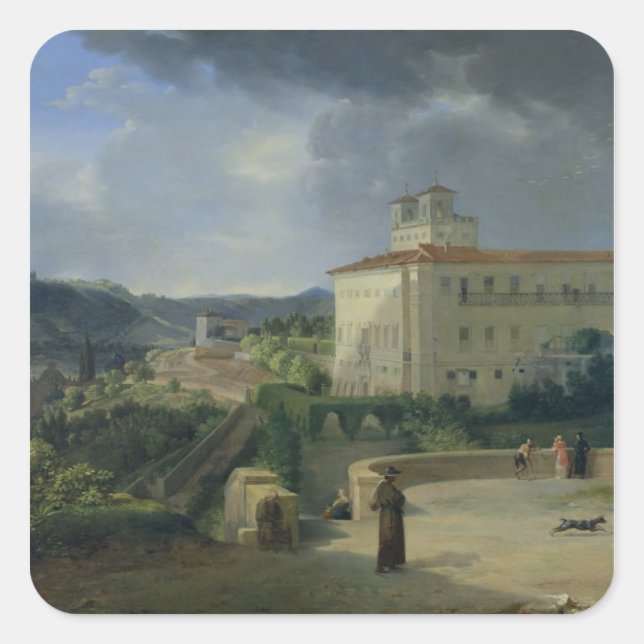 Adesivo Quadrado Vista do Villa Medici, Roma, 1813 (Frente)