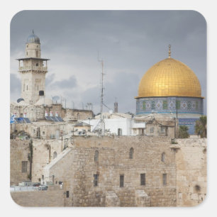 Adesivo Quadrado Vista do Western Wall Plaza, tarde