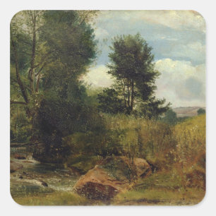 Adesivo Quadrado Vista no rio Sid, perto de Sidmouth, c.1852 (óleo