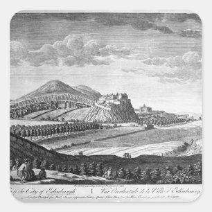 Adesivo Quadrado Vista ocidental da cidade de Edimburgo, 1753