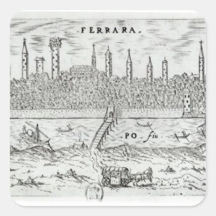 Adesivo Quadrado Vista panorâmica de Ferrara