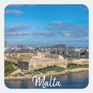 Adesivo Quadrado Vista panorâmica de Sliema em Malta