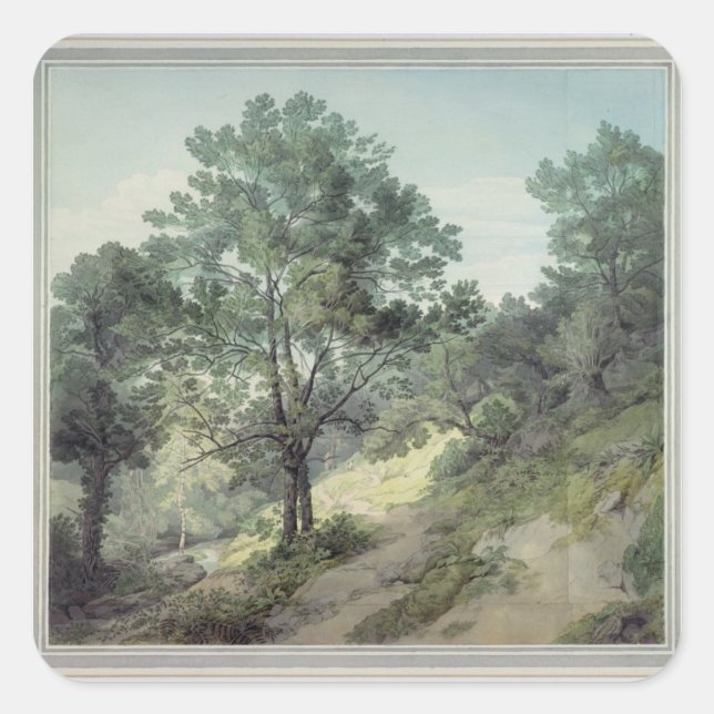 Adesivo Quadrado Vista perto de Cantonteign, Devon (Frente)