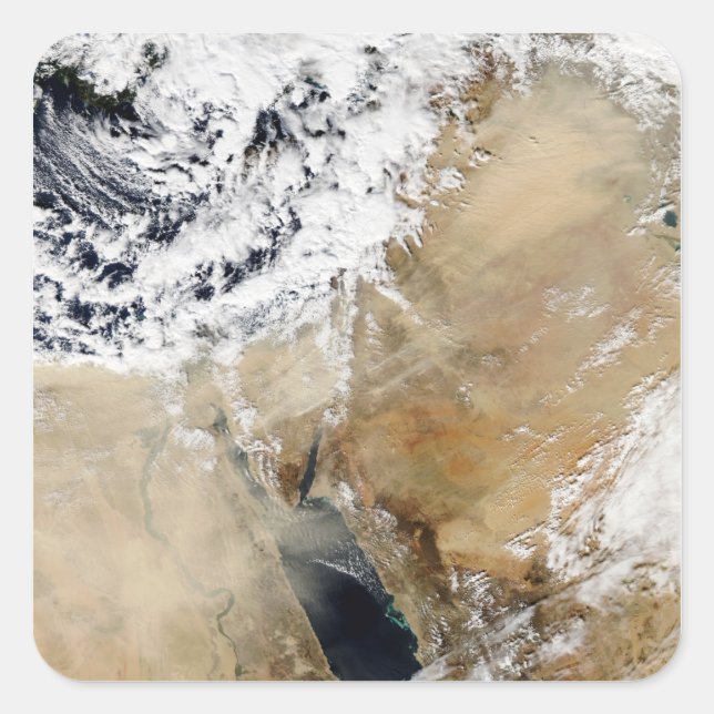 Adesivo Quadrado Vista por satélite do Mediterrâneo Oriental (Frente)