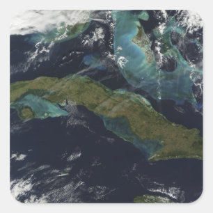 Adesivo Quadrado Vista satélite de Cuba