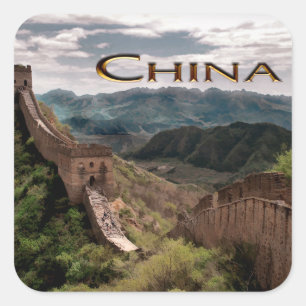Adesivo Quadrado Vista temperamental do Grande Muralha de China