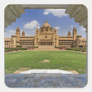 Adesivo Quadrado Vista traseira do hotel Umaid Bhawan Palace, Jodjp
