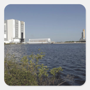 Adesivo Quadrado Visto através da bacia, vaivém espacial Atlantis