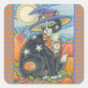 ADESIVO QUADRADO VITELA NEGRA DE GATO NEGRO HOCUS POCUS, MALHEIROS