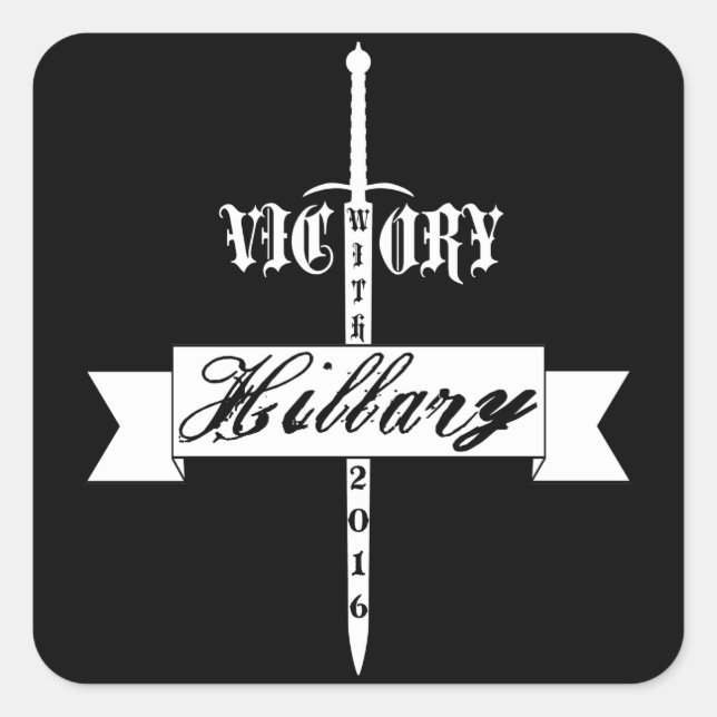 Adesivo Quadrado Vitória com Hillary - 2016 (Frente)