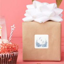 Adesivo Quadrado Vitoriano Crest Barroco em Azul Poeira