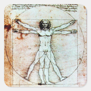 Adesivo Quadrado VITRUVIAN MAN , Antiquado BURACO Castanho