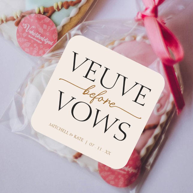 Adesivo Quadrado Viúva Antes dos Votos Tan Marrom Chá de Noiva (Veuve Before Vows Tan Brown Bridal Shower Square Sticker
)