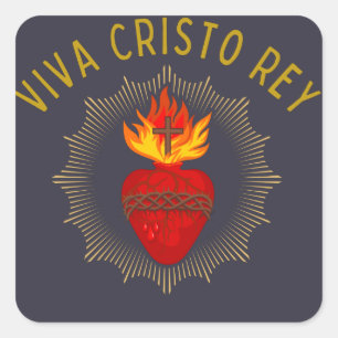 Adesivo Quadrado Viva Cristo Rey Cristeros Católicos Sagrados