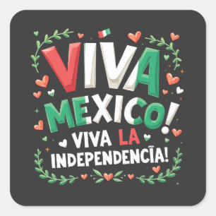 Adesivo Quadrado Viva México Viva la Independencia Dia da Independê