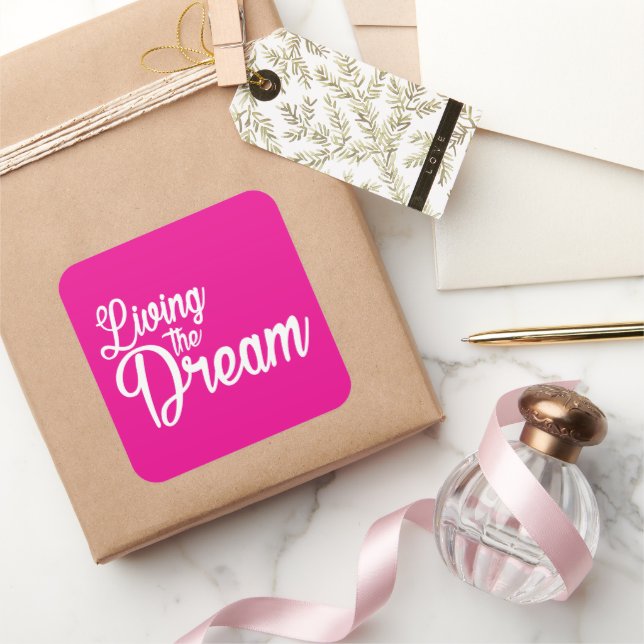 Adesivo Quadrado Vivendo O Sonho Motivacional Inspiracional (Presentear)