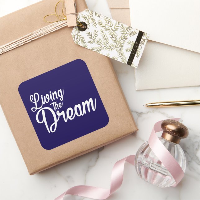 Adesivo Quadrado Vivendo O Sonho Motivacional Inspiracional (Presentear)