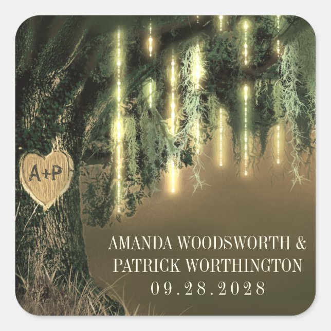 Adesivo Quadrado Vivo Oak Tree Espanhol Moss Casamento Vestido Vinh (Frente)