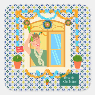Adesivo Quadrado Vizinho da Festa Português do santo John Português