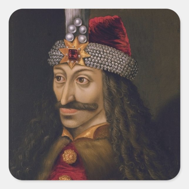 Adesivo Quadrado Vlad tepes Impaler Voivode retrato Dracula histori (Frente)