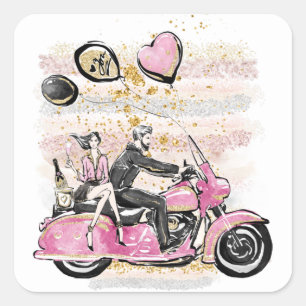 Adesivo Quadrado Você Balança Meu Mundo   Casal Moto Sublimação