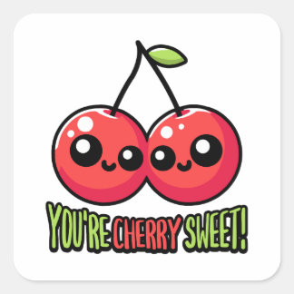 Adesivo Quadrado Você é Cherry Sweet! Cute Cherry Pun