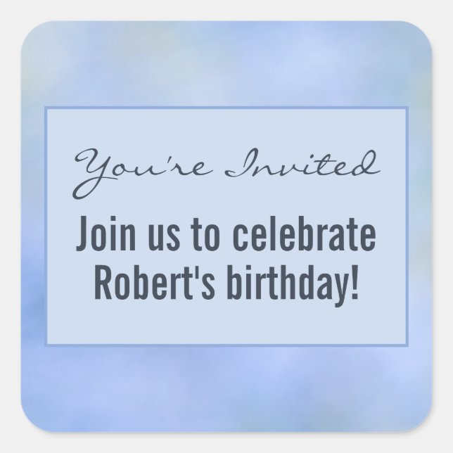 Adesivo Quadrado Você é Convidado Selo Azul Amarelo Abstrato Casual (Frente)