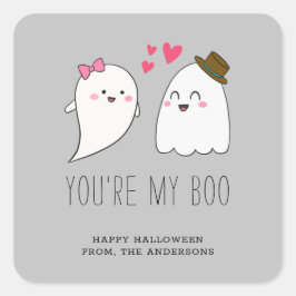 Adesivo Quadrado Você é minha Cinza de Boo Halloween Kawaii Ghost C