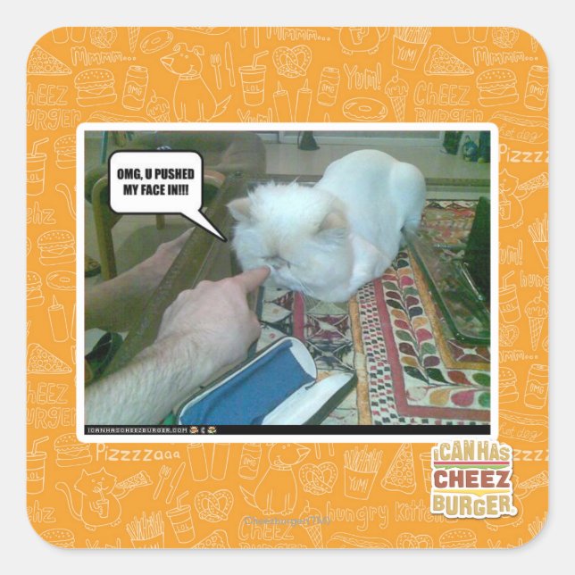 Adesivo Quadrado Você empurrou meu rosto para dentro! (Frente)