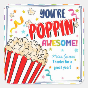 Adesivo Quadrado você me faz pop obrigados de pipoca voluntária