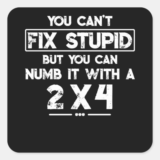 Adesivo Quadrado Você Não Consegue Corrigir O Estúpido, Mas Você Po (Frente)