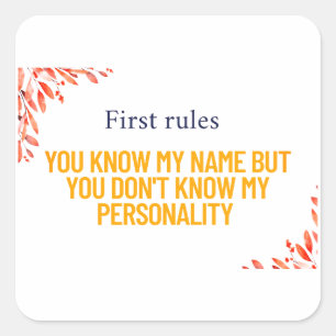 Adesivo Quadrado Você Sabe Meu Nome Convite & Cartão-Postal - Pers 