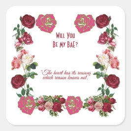 Adesivo Quadrado Você Será Meu Namorados De Vintage Rosas Russos BA