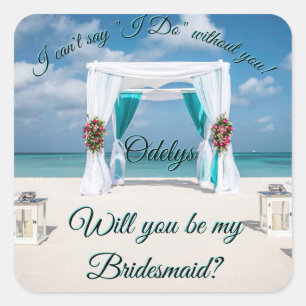 Adesivo Quadrado Você será minhas madrinha de casamento/dama de