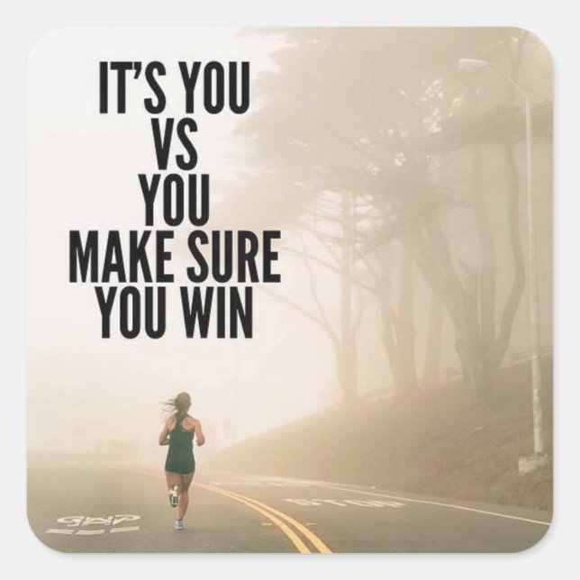 Adesivo Quadrado VOCÊ vs VOCÊ - Motivação do Workout das Mulheres (Frente)