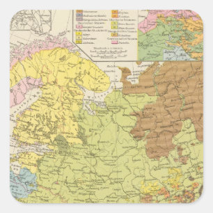 Adesivo Quadrado Volkerkarte von Russland - mapa de Rússia