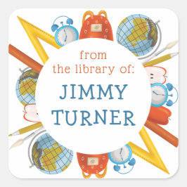 Adesivo Quadrado Voltar ao Painel de Tema da Escola