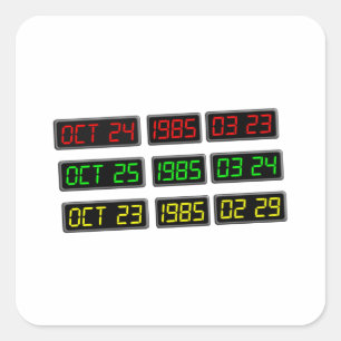 Adesivo Quadrado Voltar aos anos 80 pela máquina do Viagem de tempo