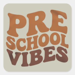 Adesivo Quadrado Voltar às aulas primeiro dia da pré-escola Groovy
