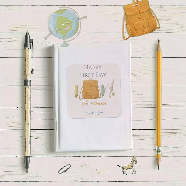 Adesivo Quadrado Voltar para Amigos da Escola (Criador carregado)