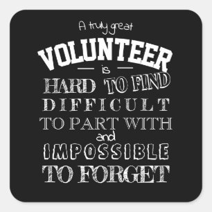 Adesivo Quadrado Voluntário Obrigado Apreciação Script Gift preto