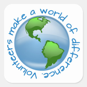 Adesivo Quadrado Voluntários fazem um mundo de diferença