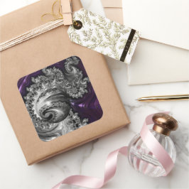 Adesivo Quadrado Vórtice Fractal Púrpura